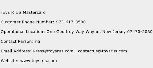 Toys R US Mastercard Phone Number Customer Service
