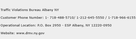 Traffic Violations Bureau Albany NY Phone Number Customer Service