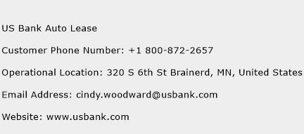 US Bank Auto Lease Phone Number Customer Service