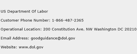 US Department Of Labor Phone Number Customer Service