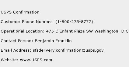 USPS Confirmation Phone Number Customer Service