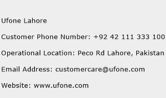 Ufone Lahore Phone Number Customer Service