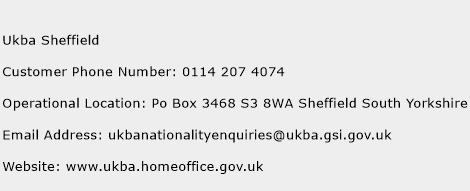 Ukba Sheffield Phone Number Customer Service