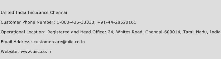 United India Insurance Chennai Phone Number Customer Service