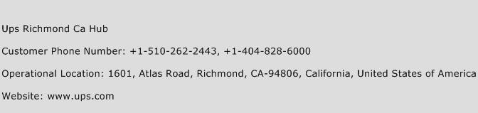 Ups Richmond Ca Hub Phone Number Customer Service