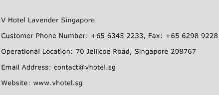 V Hotel Lavender Singapore Phone Number Customer Service