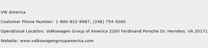 VW America Phone Number Customer Service