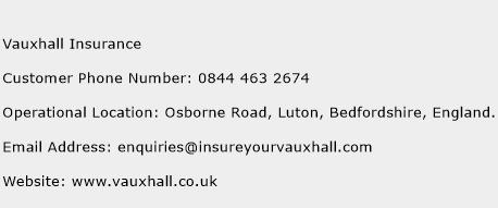 Vauxhall Insurance Phone Number Customer Service