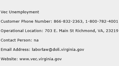 Vec Unemployment Phone Number Customer Service