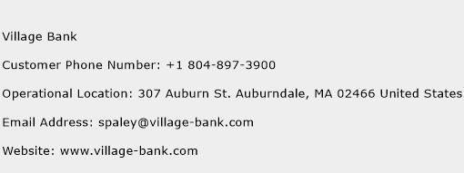 Village Bank Phone Number Customer Service