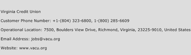 Virginia Credit Union Phone Number Customer Service