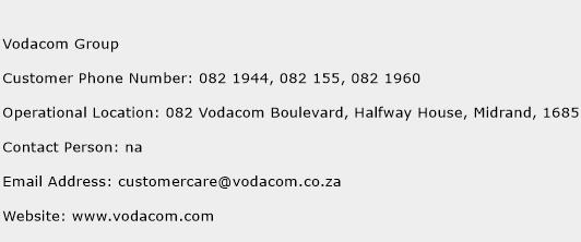 Vodacom Group Phone Number Customer Service