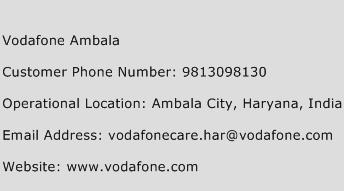 Vodafone Ambala Phone Number Customer Service