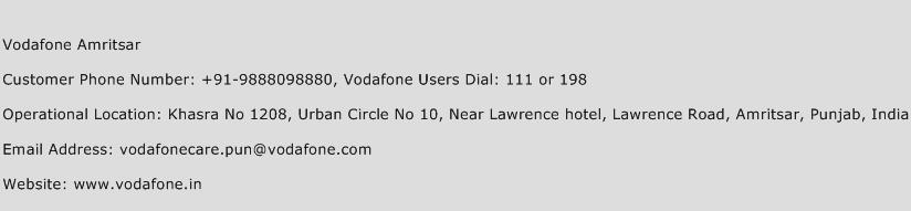 Vodafone Amritsar Phone Number Customer Service