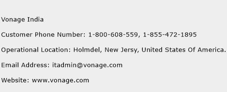 Vonage India Phone Number Customer Service