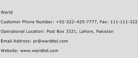 Warid Phone Number Customer Service