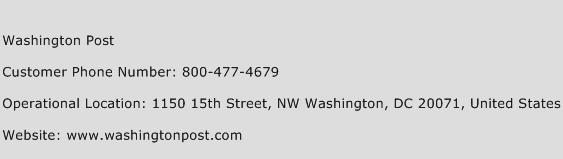 Washington Post Phone Number Customer Service