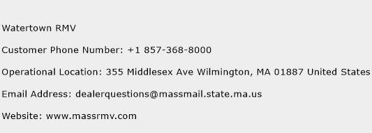 Watertown RMV Phone Number Customer Service