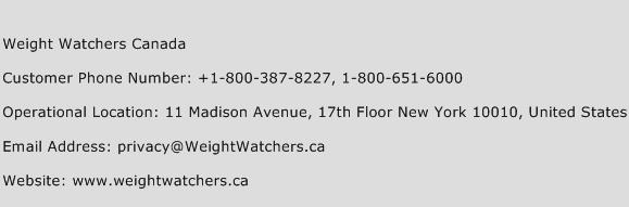 Weight Watchers Canada Phone Number Customer Service