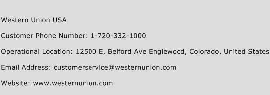 Western Union USA Phone Number Customer Service
