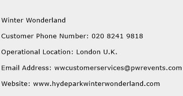 Winter Wonderland Phone Number Customer Service