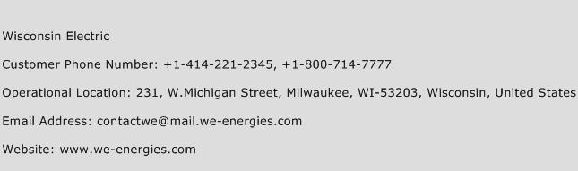 Wisconsin Electric Phone Number Customer Service
