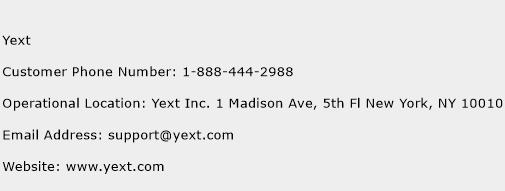 Yext Phone Number Customer Service