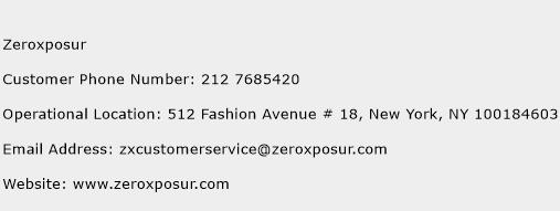 Zeroxposur Phone Number Customer Service