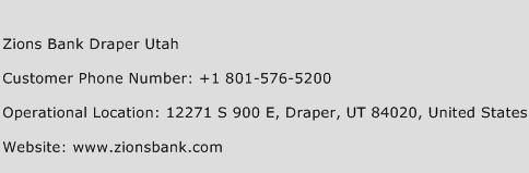 Zions Bank Draper Utah Phone Number Customer Service