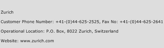 Zurich Phone Number Customer Service